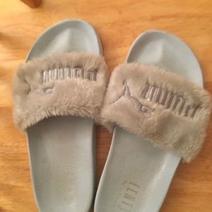 USED Blue Fenty puma slides